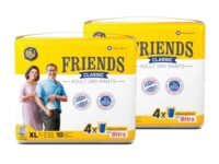 Friends Classic Adult Diapers Pants Style | 20 Count (X- Large) | Waist 30-56 inch; 76-142 cm with odour lock | Unisex | Leakproof | Elastic Waist and Anti-Bacterial Absorbent Core