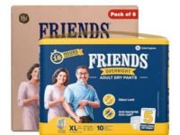 Friends Overnight Adult Diapers Pant Style | 60 Count (X-Large) | Waist 30-56 inch; 76-142 cm with odour lock | Unisex | Leakproof | Elastic Waist and Anti-Bacterial Absorbent Core