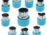 HASTHIP® 10 Pcs Cookie Cutter Shapes Set, Stainless Steel Fruit Cutter Shapes Embossing Mold, Bread Sandwich Cutter for Kitchen, Baking Mold, Pastry Mold (Blue)