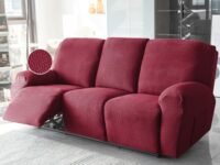 HOKIPO 3 Seater Recliner Sofa Cover, 210GSM Thick T-Type Jacquard, Burgundy (AR-4974-BRGN)