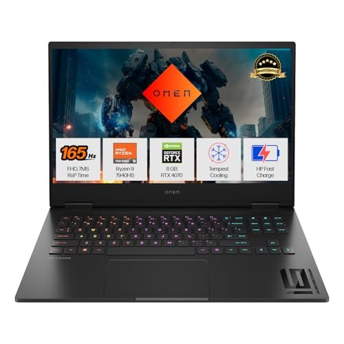 HP Smartchoice Omen, AMD Ryzen 9 7940HS, 8GB RTX 4070 (16GB DDR5,1TB SSD) 165Hz, IPS, 300 nits, FHD, 16.1''/40.9cm, Black, 2.38Kg, Xf0100Ax, RGB KB, B&O, Tempest Cooling, AI-Powered Gaming Laptop