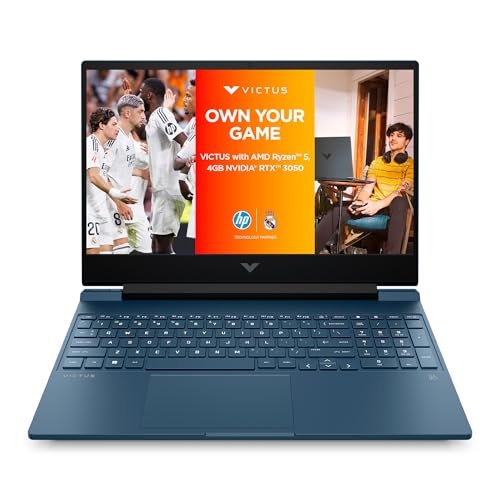 HP Victus, AMD Ryzen 5 5600H, NVIDIA RTX 3050, 16GB DDR4, 512GB SSD (Win11, Office21, Blue, 2.37kg) 144Hz, 9MS, IPS, 15.6-inch(39.6cm) Gaming Laptop, Backlit kb, Enhanced Cooling, fb0106AX/Fb0112AX