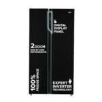 Haier 602L 3Star 2 Door Side by Side Frost Free Refrigerator|100% Convertible|Expert Inverter Technology|Digital Display Panel|Triple Twist Ice Maker|Deo Fresh Technology (HRS-682KS, Black Steel)