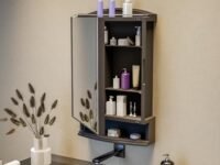 Happer Plastic Premium Multipurpose Wall Mounted Storage Cabinet with Mirror, Prime Look (Black)