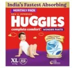 Huggies Complete Comfort Wonder Pants | Pant Style Baby Diapers Extra Large Size, 112 Count | India's Fastest Absorbing Diaper, Prevents Diaper Rash, Ideal for 12 to 17 Kgs