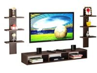 INSTYLE CRAFT Ultimate Wall-Mounted TV Unit and Entertainment Center for 43 45 55 inch TV,Contemporary Media Console Bookshelf for Living Room Storage (Brown)