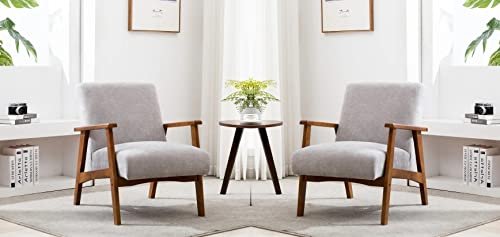 LSGF Luxury Design Traditional Senx accent chair Arm chair With Solid Sagwan Wooden Single Sofa Chair Sofa Set for Small Apartments, Living Room or Bedroom (Set Of 2 Chairs, Grey)