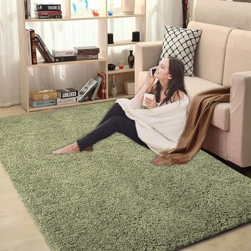 LUXE HOME INTERNATIONAL Carpet Super Soft Anti Slip Vegas Rectangular Rugs For Bedroom,Livingroom(Green,3X5 Feet)