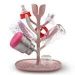 LuvLap Baby Bottle Drying Rack, 360° rotatable, high capacity, compact, space saving, portable bottle dryer with nipple holder, Suitable for sipper cups, breast pump parts & feeding accessories (Pink)