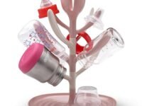 LuvLap Baby Bottle Drying Rack, 360° rotatable, high capacity, compact, space saving, portable bottle dryer with nipple holder, Suitable for sipper cups, breast pump parts & feeding accessories (Pink)