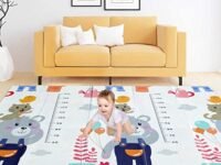 MAGIFIRE Double-Sided Reversible Multi Printed Waterproof Baby Crawling Play Mat, Non-Slip Reversible Portable with Zippered Encasement (200cm*180cm*0.5cm | Design-B, Beige)