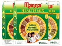 Manna Health Mix 3.6 Kg, All Natural Kids Nutrition Drink, with 14 ingredients, Zero Sugar. 100% Natural Nutrition. 1.2kg (Pack of 3)