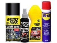 Motomax 2W Grooming & Maintenance Kit 1 - WD 40 Spray 63.8 g, Bike Liquid Polish 100 ml, Shiner Polish 100 ml, Chain Lube Spray 200 ml