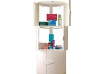 Nilkamal GEMM Bathroom Corner Cabinet|Modern & Stylish|3-Year Warranty|Space-Saving Storage|Wall Mounted Plastic Bathroom Cabinet with 3 Doors & Shelves|Bathroom Accessories|Cabinet|Durable|Ivory