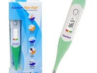 Ozocheck Digital Thermometer with Flexible Tip | Fever Alarm & Beep Function | Waterproof & 10 Seconds Fast Reading for Kids & Adults (White), stainless steel