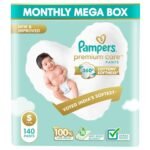 Pampers Premium Care Pant Style Baby Diapers | Small (S size) | 140 Count | Voted India's Softest | All-in-1 with 360 Cottony Softness Diapers | 4-8kg