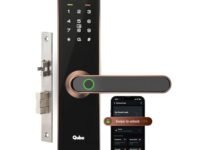 QUBO Smart Door Lock Essential (2025 Edition) from Hero Group | 7-Way Unlocking | Fingerprint | OTP Remote Unlocking | PIN | RFID Card | Mobile App | Mechanical Key | 2 Year Brand Warranty | (Copper)
