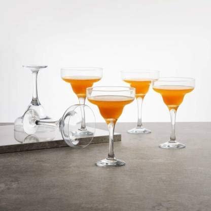 ROSEFINCH Crystal Clear Margarita Cocktail & Wine Glasses Classic for Drinking Wide Mouth Cocktail Wine Drinking Glasses Glass Super Clarity Clear Set 190ml Transparent Set of 6