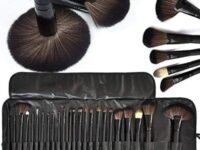 Rtvit Professional Wood Make Up Brushes Sets With Leather Storage Pouch (Pack of 24)