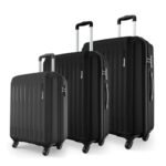 Safari Genius Alley Set of 3 (Cabin + Medium + Large) Trolley Bags, Hard Case Polypropylene, 4 Wheels, 360 Degree Wheeling Luggage, Suitcase for Travel, Black