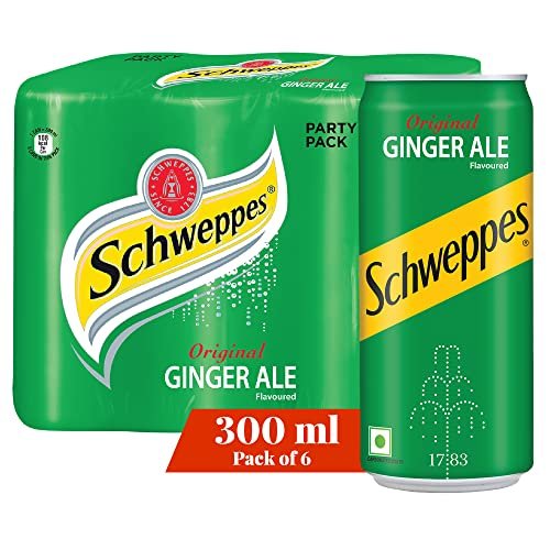 Schweppes Original Soft Drink | Refreshing Ginger Ale Mixer | Recyclable Can, 300 Ml (Pack Of 6)