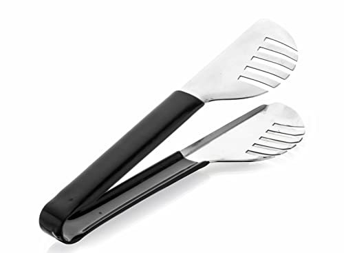 Signoraware Stainless Steel Heavy Gauge(1 MM) High Gloss Spagethi Tong | Non Slip & Comfortable Grip | Great for Grilling & Salad Serving | Versatile Use (Size 21cm | Black)