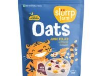 Slurrp Farm Rolled Oats, 100% Natural Wholegrain, High Protein & Fiber, Healthy Food with No Added Sugar, Breakfast Cereal, Healthy Snack, Dalia Porridge, 500g