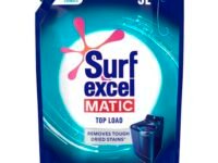Surf Excel Matic Top Load Liquid Detergent 5L Refill Pouch, Specially designed to remove Tough Dried Stains, 1st time in Washing Machine