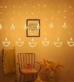 The Purple Tree Decorative Diya Diwali Light Curtain, String Lights with 12 Hanging Diyas, 8 Flashing Modes - 2.5 Meter (1 Curtain) 138 Led, Diwali Decorative Light