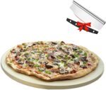 UNIQUE CART Pizza Stone for Oven and Grill,Free Rocker Cutter,Durable and Safe Baking Stone for Grill, Thermal Shock Resistant Cooking Stone-12 Inch