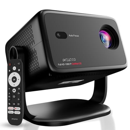 WZATCO Yuva Vibe, Smart Home Projector 4k Ultra HD, Native 1080P Fully Automatic, HDMI ARC, WiFi 6 & BT, Screen Mirroring, Portable Room Cinema, Black
