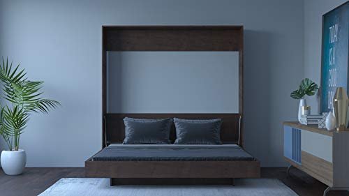 Wallter Systems Modern Wall Mounted Single Bed 6 x 6 Size Plywood DIY Folding Cabinet Easy to Assemble Vertical with Bed Fittings Kit Wenge Color