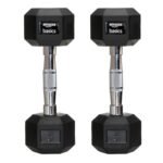 amazon basics Rubber Encased Hex Dumbbell Weight Set Of 2, 5 Kg,Black