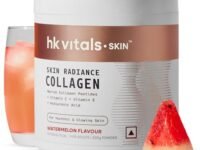 hk vitals Skin Radiance Marine Collagen Supplement (Watermelon, 200g) |Vitamin C, E, Sodium Hyaluronate | For Healthy Skin, Hair & Nails
