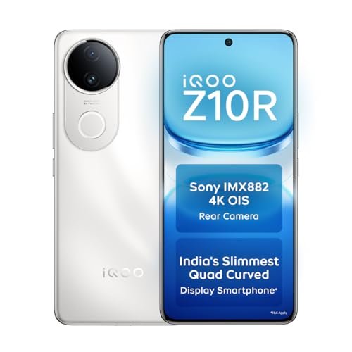 iQOO Z10R 5G (Moonstone, 8GB RAM, 256GB Storage) | 32MP 4K Selfie Camera | Quad-Curved AMOLED Display | Dimensity 7400 Processor with 750K+ AnTuTu