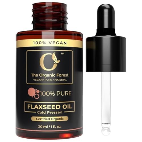 100% Plant Based Organic Flaxseed Oil for Hair | Cold Pressed & Unrefined Linseed Oil for Hair Growth | Reduce Dandruff, Acne & Hair fall | Natural Flax Seed Oil for Aromatherapy