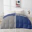 Razzai 500 GSM Winter Comforter Premium Collection Quilted Revesible Comforter (60" x 90" Inches/152cm x 228cm) - Single Bed Comforter|Silver/Medium Blue| TC - 400
