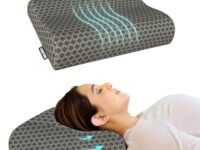 Memory Foam Cervical Neck Pillow | 2 Years Warranty | Pain Relief Sleep, Improves Posture Spinal Alignment, Neck Pain Relief | Medium 21 x 13 x 4 Inch | Black acquard Cover | Pack of 1