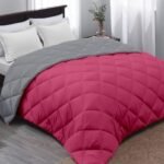 AYKA Reversible Comforter 220 GSM Microfiber Reversible AC Comforter/Blanket for Winter/Quilt/Duvets for King Size Double Bed Comforter (90 * 100, Pink & Grey)| TC - 220