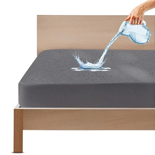 GADDA CO Ultra Soft Cotton Feel Waterproof Mattress Protector for Double Bed | Breathable & Hypoallergenic Mattress Cover | 78x48 inch (6.5x4 ft), Grey, Pack of 1