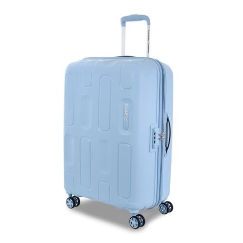 American Tourister Medium Ivy 2.0-8 Wheel, 68 CM Hard PP Check-in Suitcase for Travel/Trolley Bag for Travel/Travel Bag with Combination Lock & Smooth Sliding Double Wheel - Blue Frog