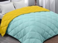 AYKA Reversible Comforter 220 GSM Microfiber Reversible AC Comforter/Blanket for Winter/Quilt/Duvets for Queen Size Single Bed Comforter (60 * 90, Aqua & Yellow)| TC - 220