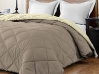 AYKA Reversible Comforter 220 GSM Microfiber Reversible AC Comforter/Blanket for Winter/Quilt/Duvets for Queen Size Single Bed Comforter (60 * 90, Taupe & Cream)| TC - 220