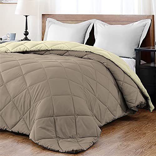 AYKA Reversible Comforter 220 GSM Microfiber Reversible AC Comforter/Blanket for Winter/Quilt/Duvets for Queen Size Single Bed Comforter (60 * 90, Taupe & Cream)| TC - 220