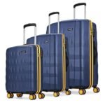 Aristocrat Comet Set of 3 Trolley Bag 56, 66 & 76cm | Small+Medium+Large | Hard Luggage| Smooth 8-Wheel Suitcase| Combination Lock with Sturdy Zipper | 3-Year International Warranty (Blue)