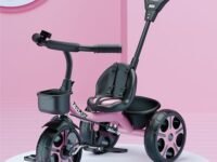 Kidsmate Junior Tricycle for Kids with Parental Control | Cycle for Kids 1-4 Years | Baby Cycle | Bicycle with Storage Basket, Cushion Seat and Seat Belt Carrying Capacity 30 Kgs (Pink)