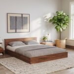 Wakefit Bed | Queen (78 X 60) Engineered Wood Bed Without Storage, 1 Year Warranty - Cosmo - Columbian Walnut