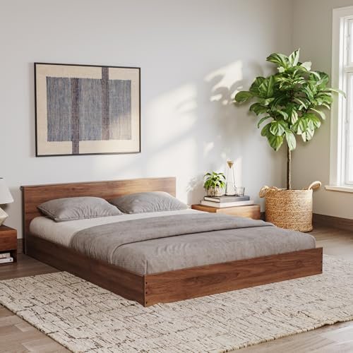 Wakefit Bed | Queen (78 X 60) Engineered Wood Bed Without Storage, 1 Year Warranty - Cosmo - Columbian Walnut