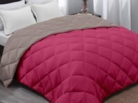 AYKA Reversible Comforter 220 GSM Microfiber Reversible AC Comforter/Blanket for Winter/Quilt/Duvets for King Size Double Bed Comforter (90 * 100, Pink & Taupe)| TC - 220