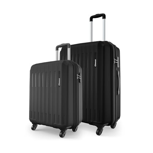 Safari Genius Alley Set of 2 (Cabin + Medium) Trolley Bags Hard Case Polypropylene, 4 Spinner Wheels, 360 Degree Wheeling Luggage, Travel Bag, Suitcase for Travel, Trolley Bags for Travel, Black